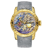 BIDEN Brand Man Watch Dragon Men's Quartz Watches 3D Steampunk Style Gold Watch Men Exquisite Relief Creative Clock Relogio 0129