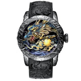 BIDEN Brand Man Watch Dragon Men's Quartz Watches 3D Steampunk Style Gold Watch Men Exquisite Relief Creative Clock Relogio 0129
