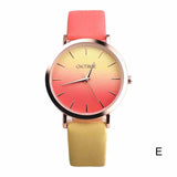 2018 Fashion WristWatch Retro Rainbow Design Women Dress Watch Quartz Leather  Watches gift for lovers Montre Relogio  #D