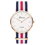 Classic Fashion Stripe Nylon Band Women Watch Top Luxury Brand Men Quartz Wrist Watch Lady Watch Montre Femme Horloge Saat Clock