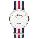 Classic Fashion Stripe Nylon Band Women Watch Top Luxury Brand Men Quartz Wrist Watch Lady Watch Montre Femme Horloge Saat Clock