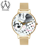 Avocado Minnie mouse cartoon printed watches kids watches for women female ladies students girl clock gift